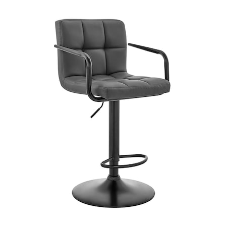 Armen Living Laurant Adjustable Height Gray Faux Leather Swivel Bar Stool LCLABABLGR
